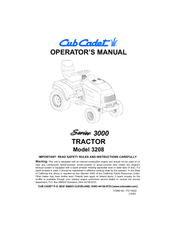 Cub Cadet 3208 Operator's Manual | Manualzz