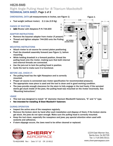 Cherry Aerospace H828-8MB Technical Data Sheet | Manualzz