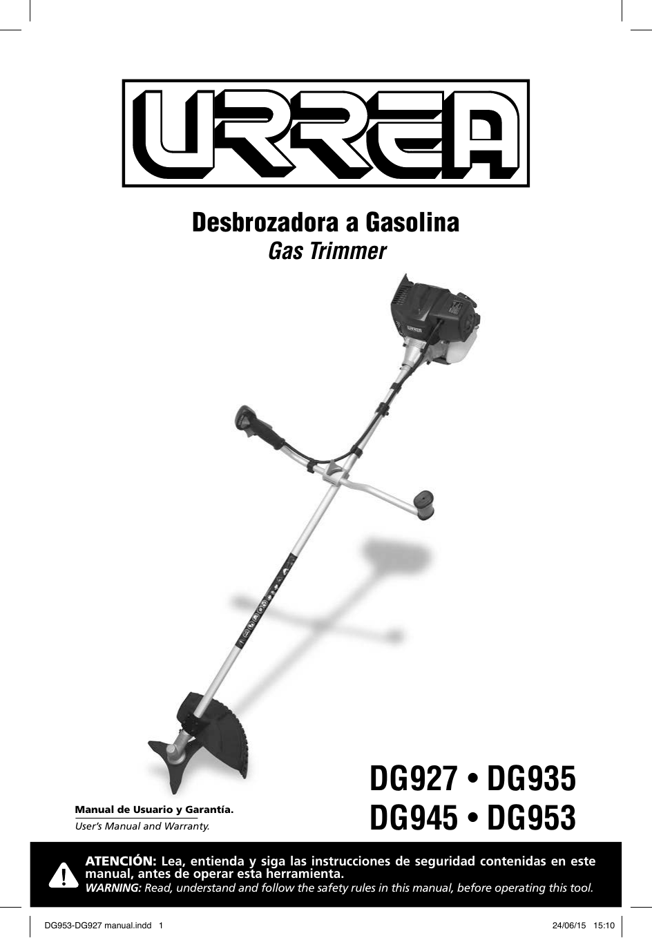 Mi Desbrozadora Prende Pero Se Apaga Urrea DG927, DG935, DG945, DG953 User Manual And Warranty | Manualzz