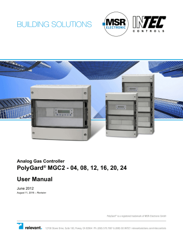 4.4  Menu Sensor Readings. Intec Controls PolyGard MGC2-20, PolyGard MGC2-04, PolyGard MGC2-24, PolyGard MGC2-16, PolyGard MGC2-12, PolyGard MGC2-08 | Manualzz