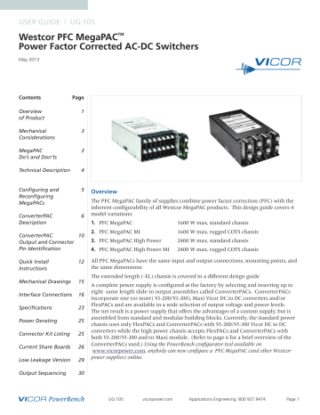 VICOR PFC MegaPAC, PFC MegaPAC MI, Westcor PFC MegaPAC User Manual | Manualzz