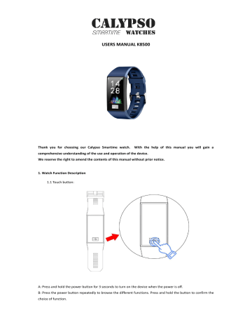 Calypso Watches SMARTIME K8500 User Manual | Manualzz