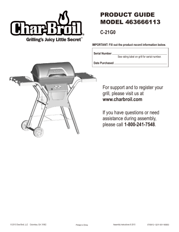 Char Broil 463666113 463666513 C 21G0 C 22G0CB Product guide