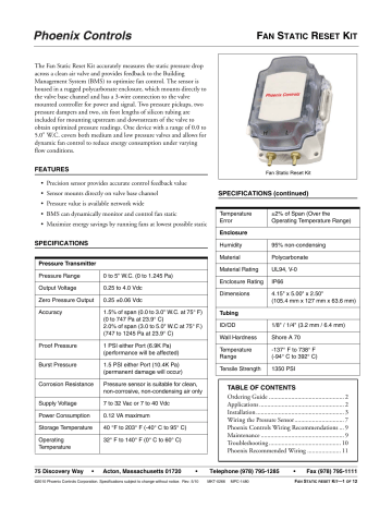 Phoenix Controls FSR100 Manual | Manualzz
