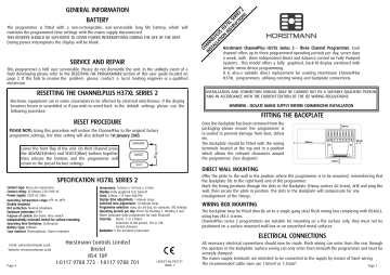 Horstmann ChannelPlus H37XL Series 2 User Guide Manualzz Horstmann ChannelPlus H37XL Series 2 User Guide Manualzz