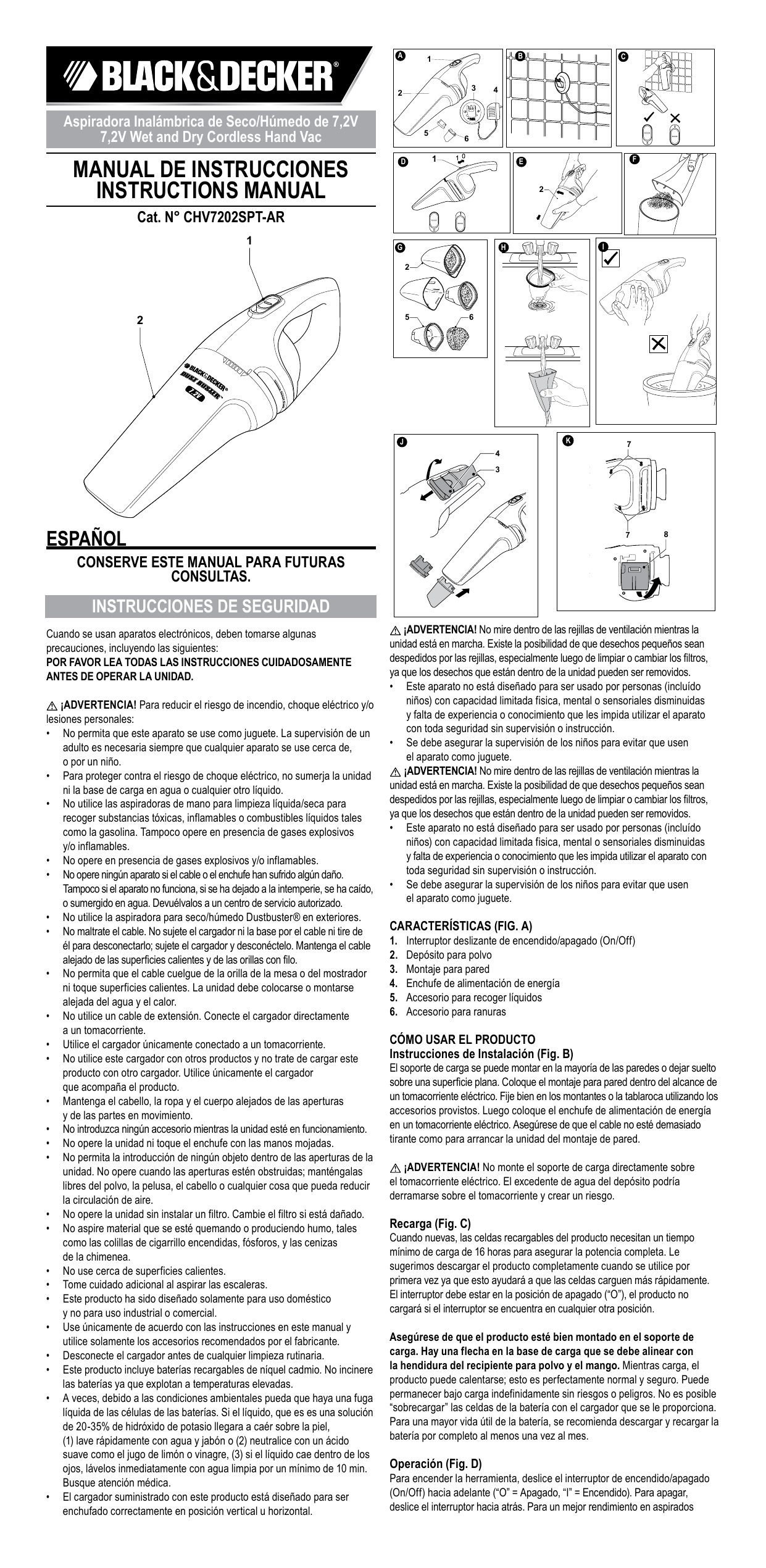 Aspiradora Inalambrica Black Decker Chv7202spt Polvo Liquido