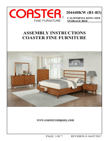 Coaster California 204440kw Assembly, California King Bed Frame Instructions