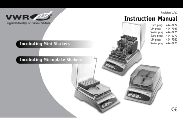 VWR Incubating Mini Shaker Instruction Manual | Manualzz