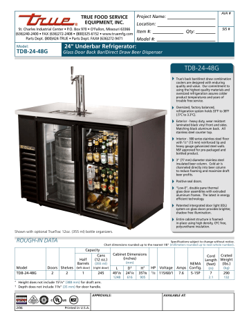 TRUE tdb-24-48g Fridge Specification Guide | Manualzz