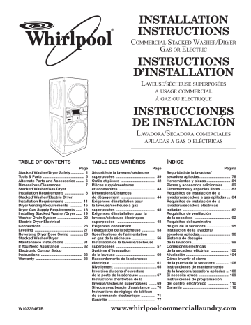Whirlpool CGT8000XQ Laundry Installation Instruction | Manualzz