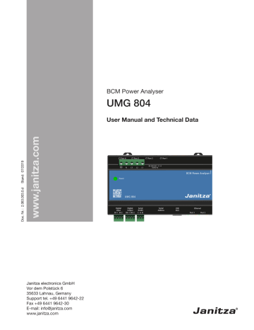 janitza UMG 804 User Manual And Technical Data | Manualzz