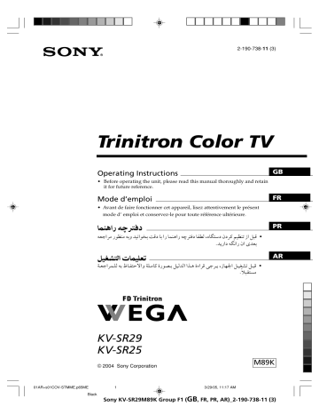 Sony KV-SR29 Operating Instructions Manual | Manualzz
