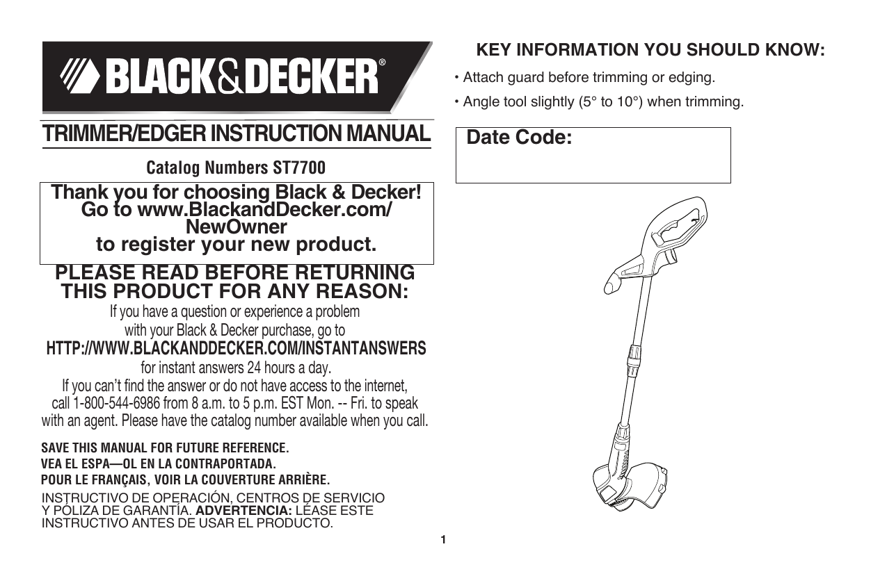 Black Decker ST7700 Instruction Manual Manualzz