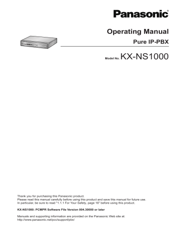 Panasonic KX-NS1000 Operating Manual | Manualzz