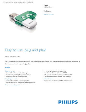 Philips USB Flash Drive FM08FD05B Usb Stick Leaflet | Manualzz