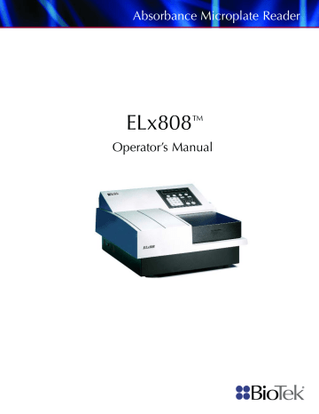 ELx808 Absorbance Microplate Reader. Biotek ELx808, ELx808IU | Manualzz