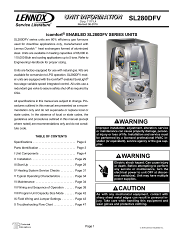 Lennox iComfort SL280UH110V60C Unit Information | Manualzz