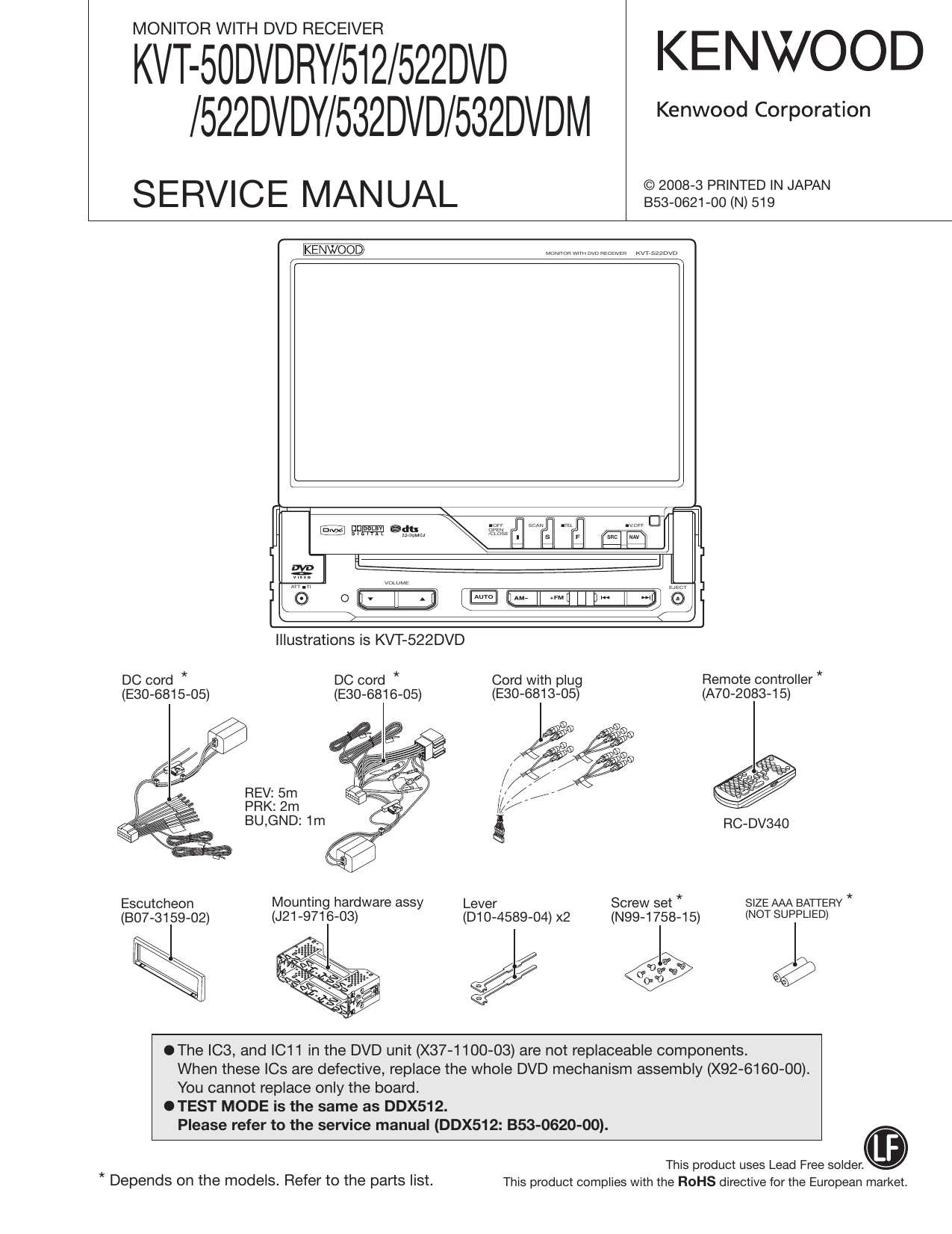 Kenwood KVT-522DVD, KVT-532DVDM Service Manual | Manualzz
