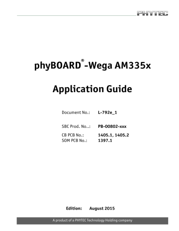 Phytec phyBoard Wega AM335x Application Manual | Manualzz