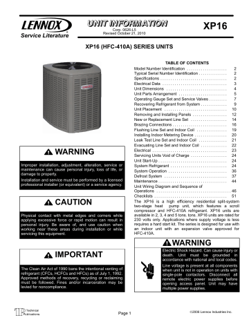 Lennox XP16-060-230-04 Manual - Installation & Service Instructions ...