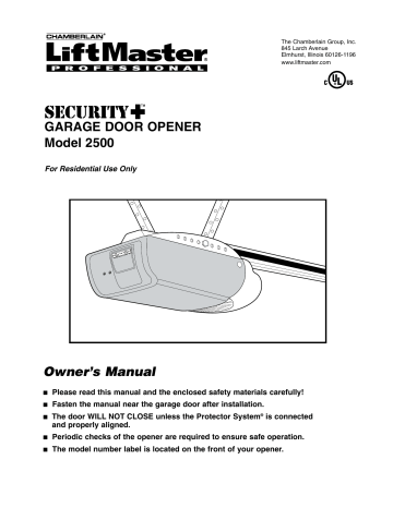 Chamberlain LiftMaster 2500 Owner's Manual | Manualzz