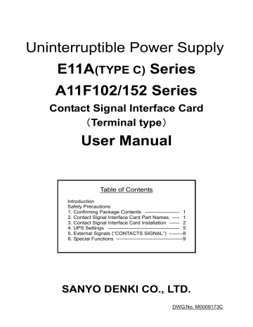 Sanyo Denki A11F102 Series, A11F152 Series User Manual | Manualzz