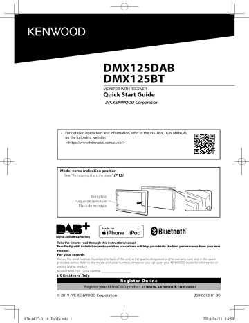 Kenwood DMX125BT Quick Start Manual | Manualzz