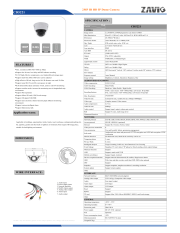 ZAVIO CD5221 Dome Camera Datasheet | Manualzz