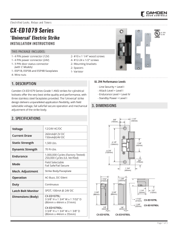 CAMDEN CX-ED1079 Series Installation Instructions | Manualzz