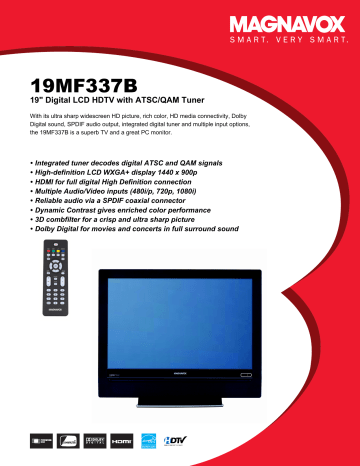 Philips magnavox 19mf337b Monitor User Manual | Manualzz