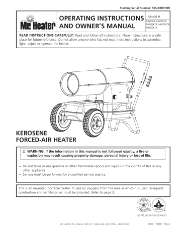 Mr. Heater MH75KTR Gas Heater User Manual | Manualzz