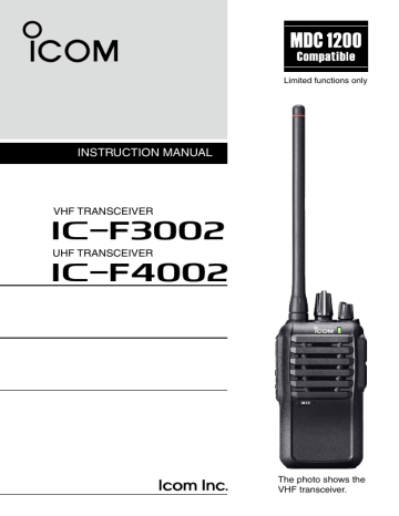 Icom IC-F4002 Instruction Manual | Manualzz