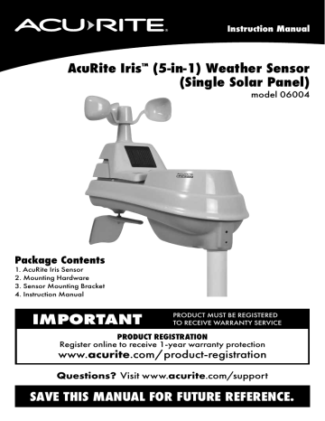 Acurite AcuRite Iris (5-in-1) Weather Sensor User Manual | Manualzz