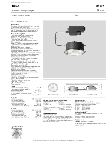 Bega 24 677 K4 Recessed ceiling downlight Data Sheet | Manualzz