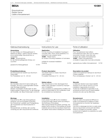 BEGA 10 081 Plaster frame Bedienungsanleitung | Manualzz