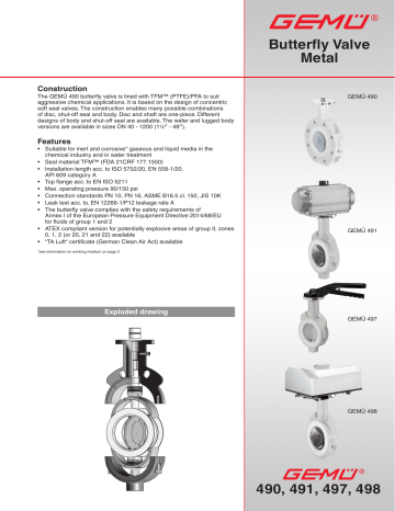Gemu 497 Edessa Manually operated butterfly valve Datasheet | Manualzz