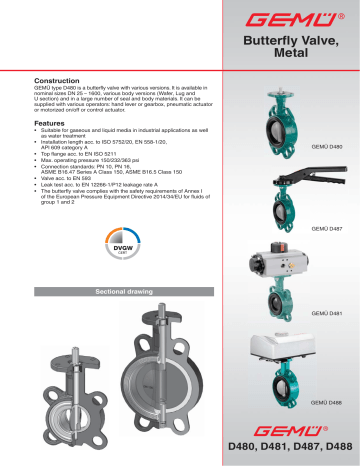Gemu D487 Victoria Manually operated butterfly valve Datasheet | Manualzz