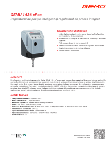 Gemu 1436 cPos Intelligent positioner and integrated process controller ...