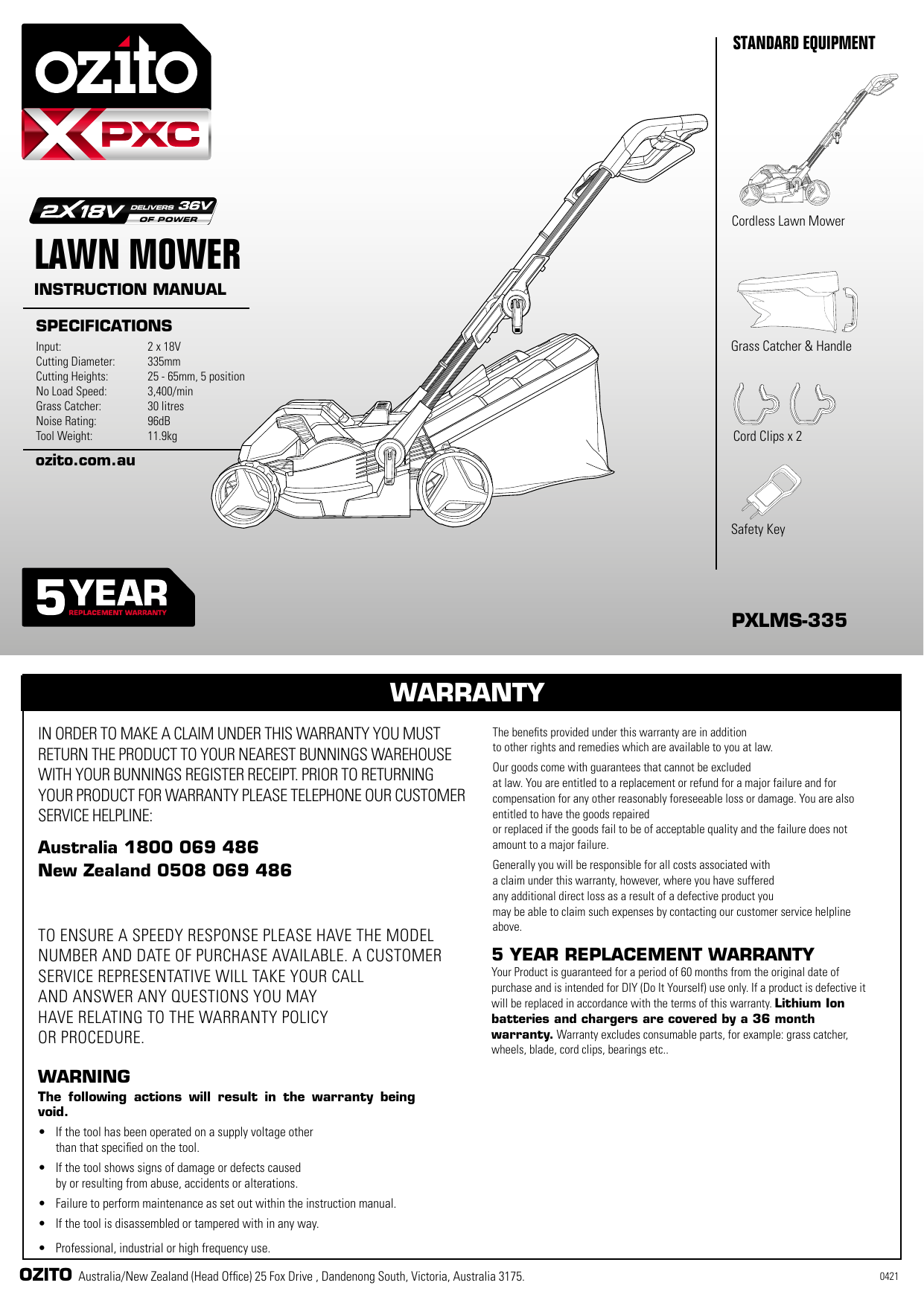 Ozito pxc 2 x cheap 18v telescopic lawn mower