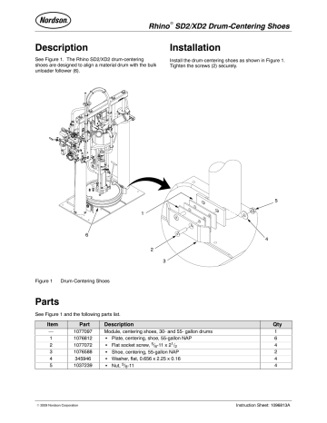 Nordson Rhino® SD2/XD2 Drum-Centering Shoes Owner's Manual | Manualzz