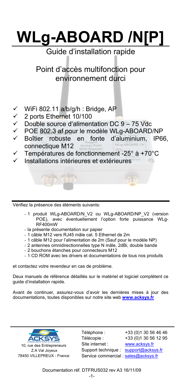 Acksys communications systems WLG-4LAN