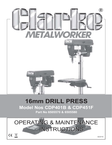 Clarke METALWORKER CDP451F Operating & Maintenance Instructions | Manualzz