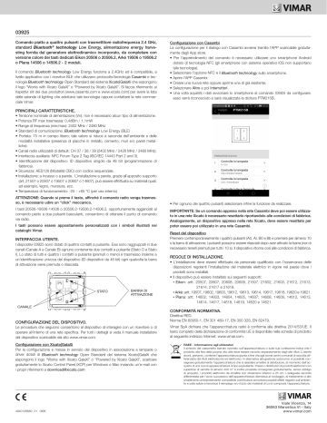 Vimar 03925 Schnellstartanleitung | Manualzz