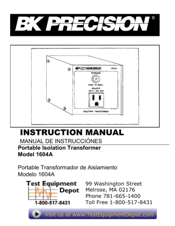 BK Precision 1604A Instruction Manual | Manualzz