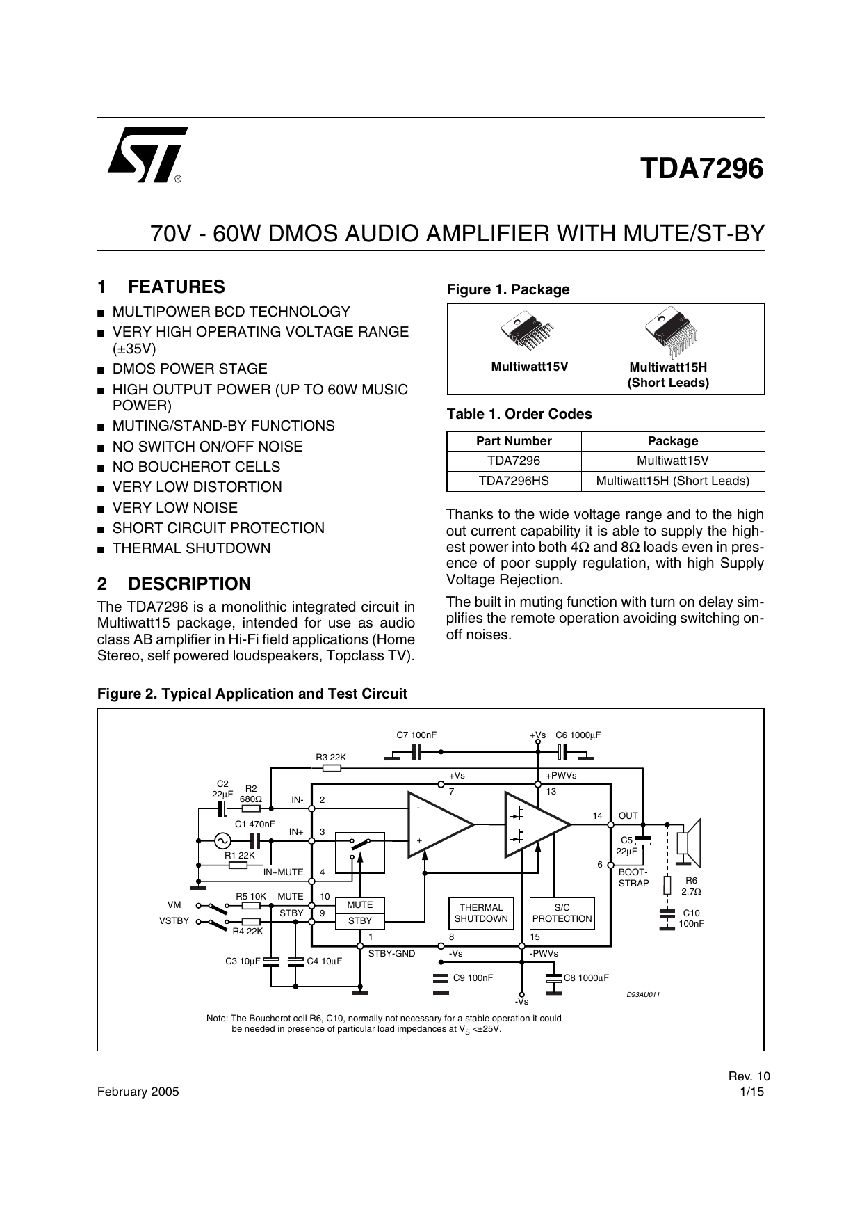 Tda7296 схема подключения