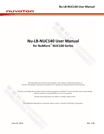 Nuvoton Nu-LB-NUC140, NuMicro NUC100 Series User Manual | Manualzz