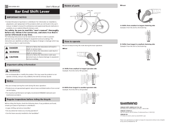 Shimano SL-BSR1 Shifting Lever User's Manual | Manualzz