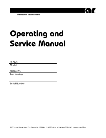 AR FI7000, FI7000M1 Operating And Service Manual | Manualzz