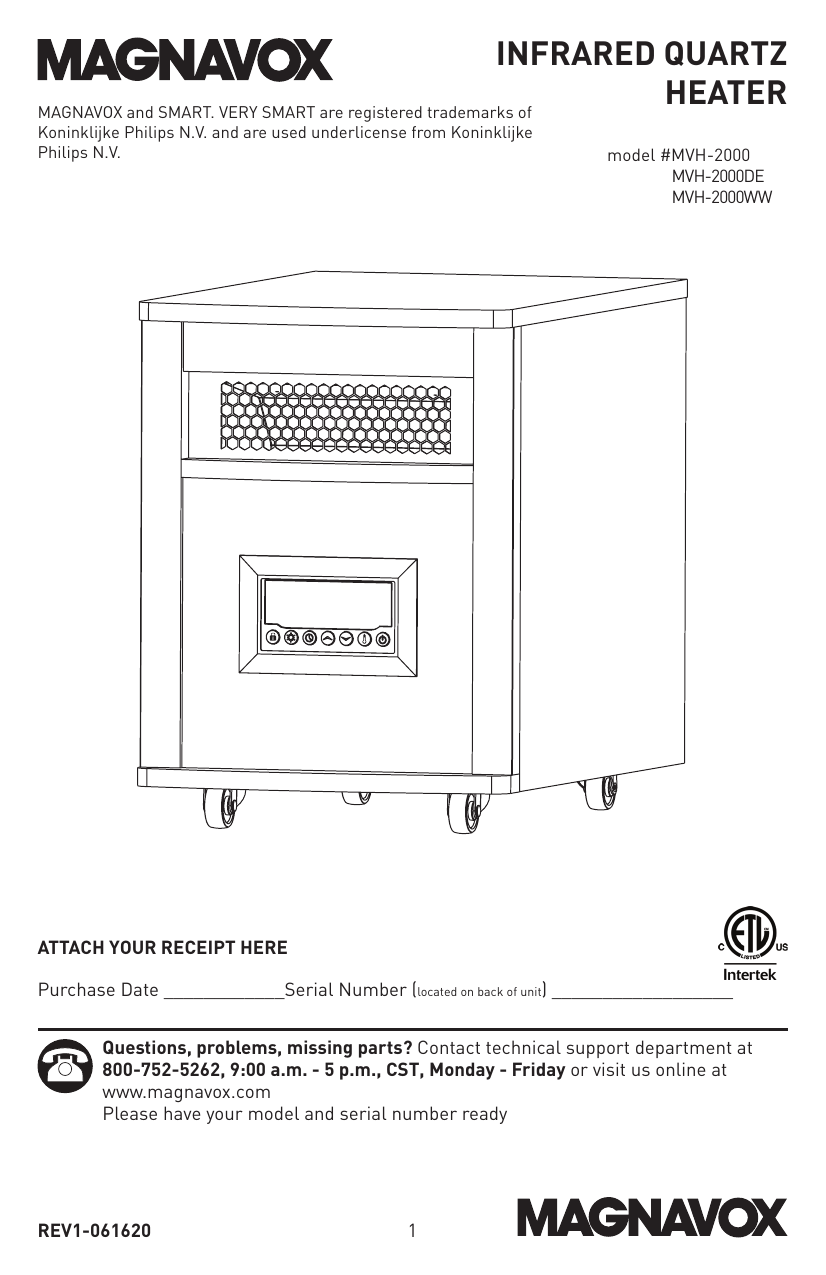 Magnavox MH-2000WW 8 Element Infrared Heater Gray Wash Wood Cabinet Owner's  Manual | Manualzz