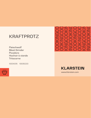 Klarstein 10035233 Kraftprotz elektrischer Fleischwolf Owner's Manual | Manualzz